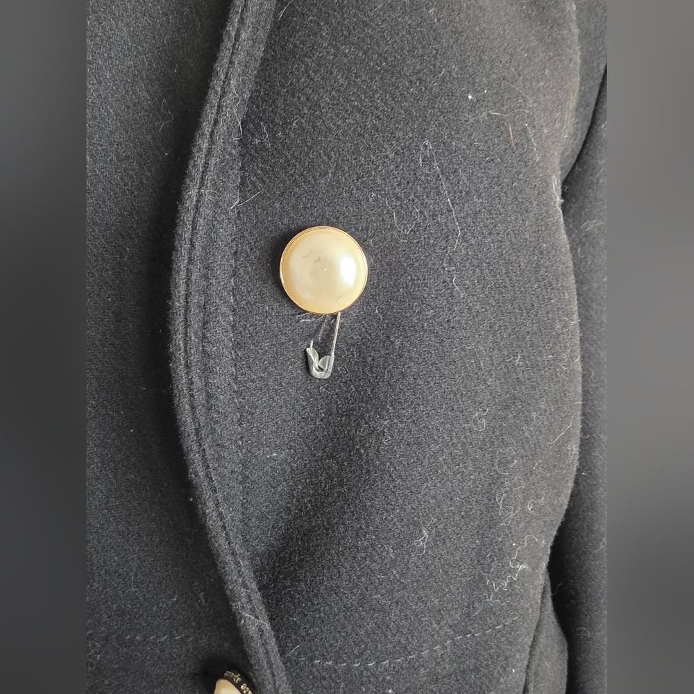 Kate Spade New York Leopard Collar Wool Trench Coat, Black, Women's S - Picture 11 of 16